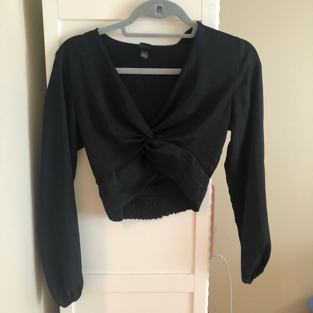 Silky black crop top